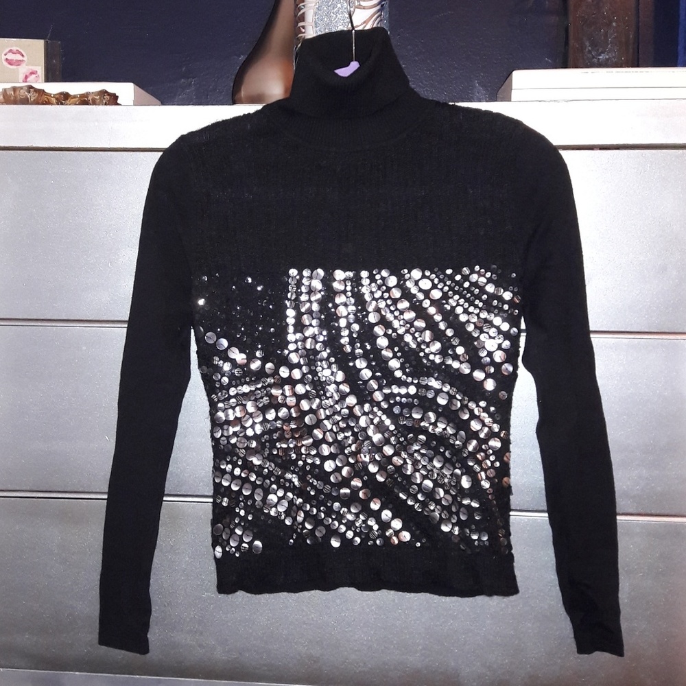 Sequin Turtleneck Sweater Blouse